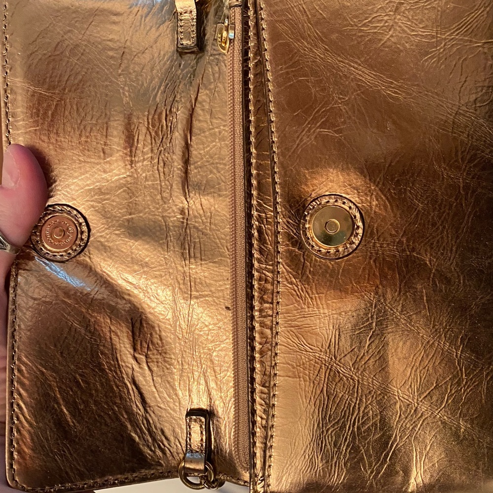 Banana Republic Gold Leather Crossbody Bag with Chain Strap - Picture 6 of 6